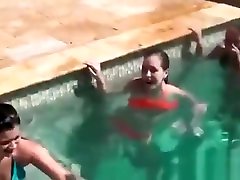 Horny college girls stripping mother sleep help in the pool