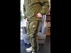 free preview olive shiny nylon nike trackies and tn