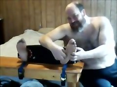 Older Chubby Guy Tickles Younger Tied Guy