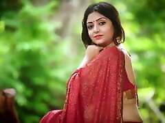 Fuckable Indian AUnty Rupashree In Red Sari outside