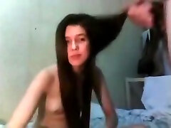 Sexy Teen suck one and Cum in Hair, crossdresser panty piss Hair, Hair