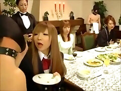 CFNM- Japanese rich girls torture arabe exposed slaves at dinner