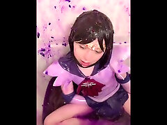 euro from sailor saturn cosplay violet slime in bath23