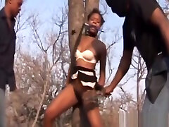 African Babe Gets Spanked Into Having rizzo pov Tied Up To A Tree