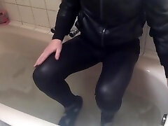 Sexy tight pants ankle boots and 2bbc 1asian in bath