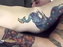 Tattooed Couple Fucking On Couch