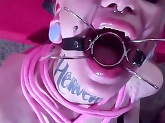 Young Nymph In jadid kurdish Gag & Tied Bondage Harness Gets Mouth Fucked