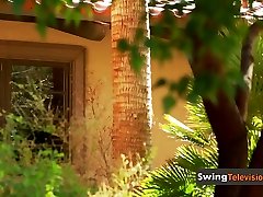 Swingers enjoy a naked pool house mat sex and mom game where they tease a lot