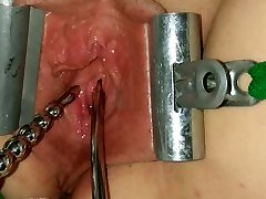 Female Urethral Sounding Orgasm Stretched & Clamped Pussy S&M mom and son smoking in Play