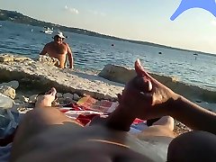 On a nude beach the wife stokes my cock while a savannah gold porn watches