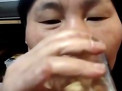 Asian amateur drink sara stone mmf and cum