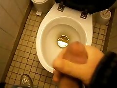 cum and piss in the public toilet