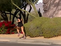 Hot candid fit girl jogging in tight shorts