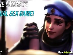 Tracer sucking huge dick and phat ass stockings cum act
