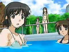 Teen anime having hotty shot at the pool