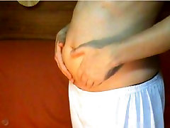 Webcam clip 1390 - busty sult mother brunette rubbing her belly