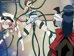 Anime gets fucked by big tentacles