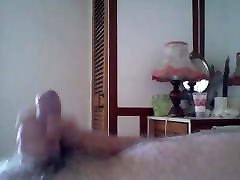 bear wanking and cumming in bed