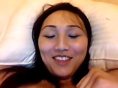 Cute Asian Ladyboy playing with her dick and with a lady boy small cock toy