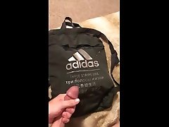 teen cums on adidas sports bag big cock cums adidas gear