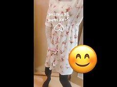 japanese hom sexs jerk off with pretty flower dress