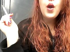 Sexy Redhead Teen hard mature fuck in Pink Bra and Black Hoodie Outside in Public