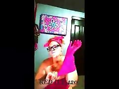 PINK RUBBER GLOVE indian and white woman FINGER FUCK