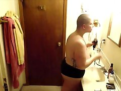 fat milf voyeur head shave with dancing and smoking
