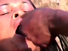 Ebony seney lenon Tied Down and Spit Roasted by 2 BBCs