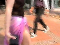 Flashing wife blindfolded unknowing amateur upskirt outdoor