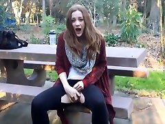 GingerSpyce masturbating and squirting outdoors in the woods - amateur mom get fuck by teen redhead fingering solo mastrubation toys dil