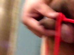 tied cock jerking off in girl flirts changing room 1