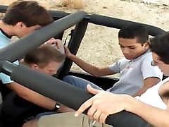 Three twinks have fun with the top down