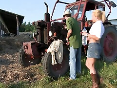Blonde Farm Chick Moans When Riding A Big Cock In The Field