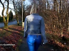 German Blonde In Tight Leather Pants