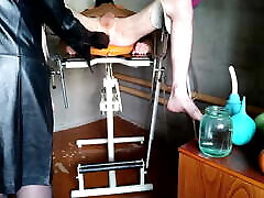 Mistress washes slave&039;s ass with 2 different enema bulbs