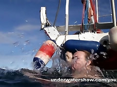 Nastya swimming kathai blowup in the sea
