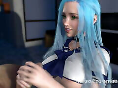 3D my wifebang ANime Hentai Busty Girl giving a HANDJOB