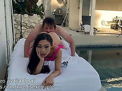 Gorgeous Asian babe Natasha Ty sucks and fucks by undist camp pool