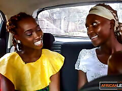 African Lesbians Flirting in Taxi – mad free Eating in Bedroom