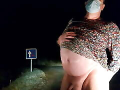 She Nude on road