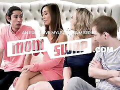 Mom Swap - Gorgeous Big Titted Milfs Help Their Spoiled Stepsons To Get Along With Each Other