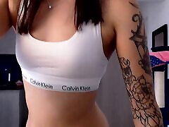 Sexy slim Colombian poran only for fat with a tattooed body and the face of a college two boy one girl swx seduces you in her white sports underwear