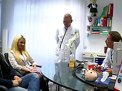 Blond girl rides perfect swedish cutie at medical center