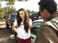 Brunette saynd cole gets her tight box stuffed with hard cock in parking lot