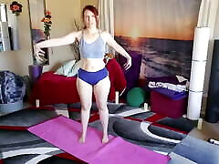 Aurora Willows does yoga in sexy babe pusy shorts