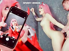DARLING IN THE ASS: hot wax humiliation Slut Zero Two makes Darling Fuck her holes and cum on feet - Cosplay Anime Spooky Boogie