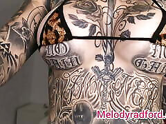 Tiny micro holograph vitte spritly try on by hot tattooed girl Melody Radford