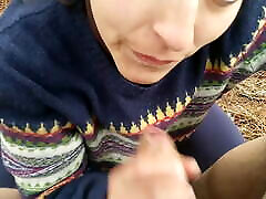 Outdoor public Oral mollly cavalli in the mountains with a strange hiker who is very horny