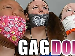 Thick Redheaded huge cocks makes her cum Slut Heavily Gagged By Three Lezdom Mistresses